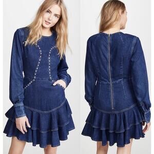 Denim Mini Dress with Ruffle Hem